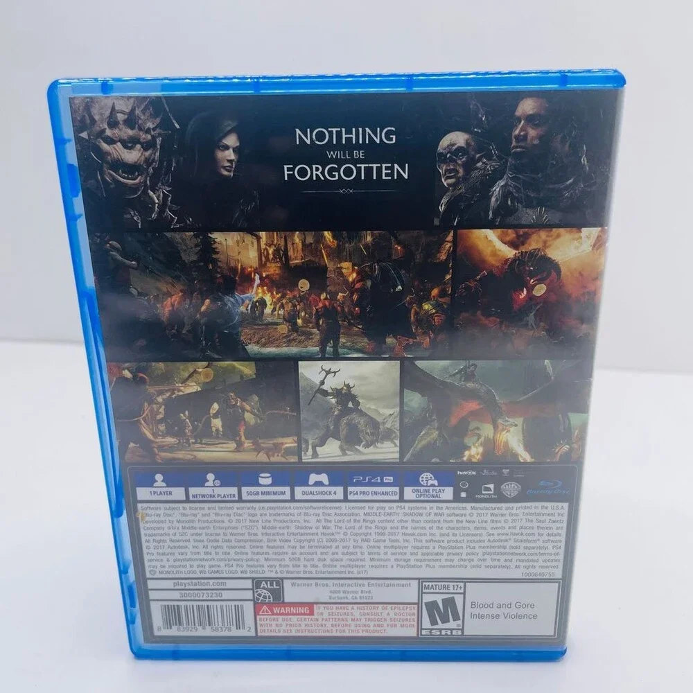 Middle-earth: Shadow of War PS4 (Sony PlayStation 4, 2017) Complete W/ Manual
